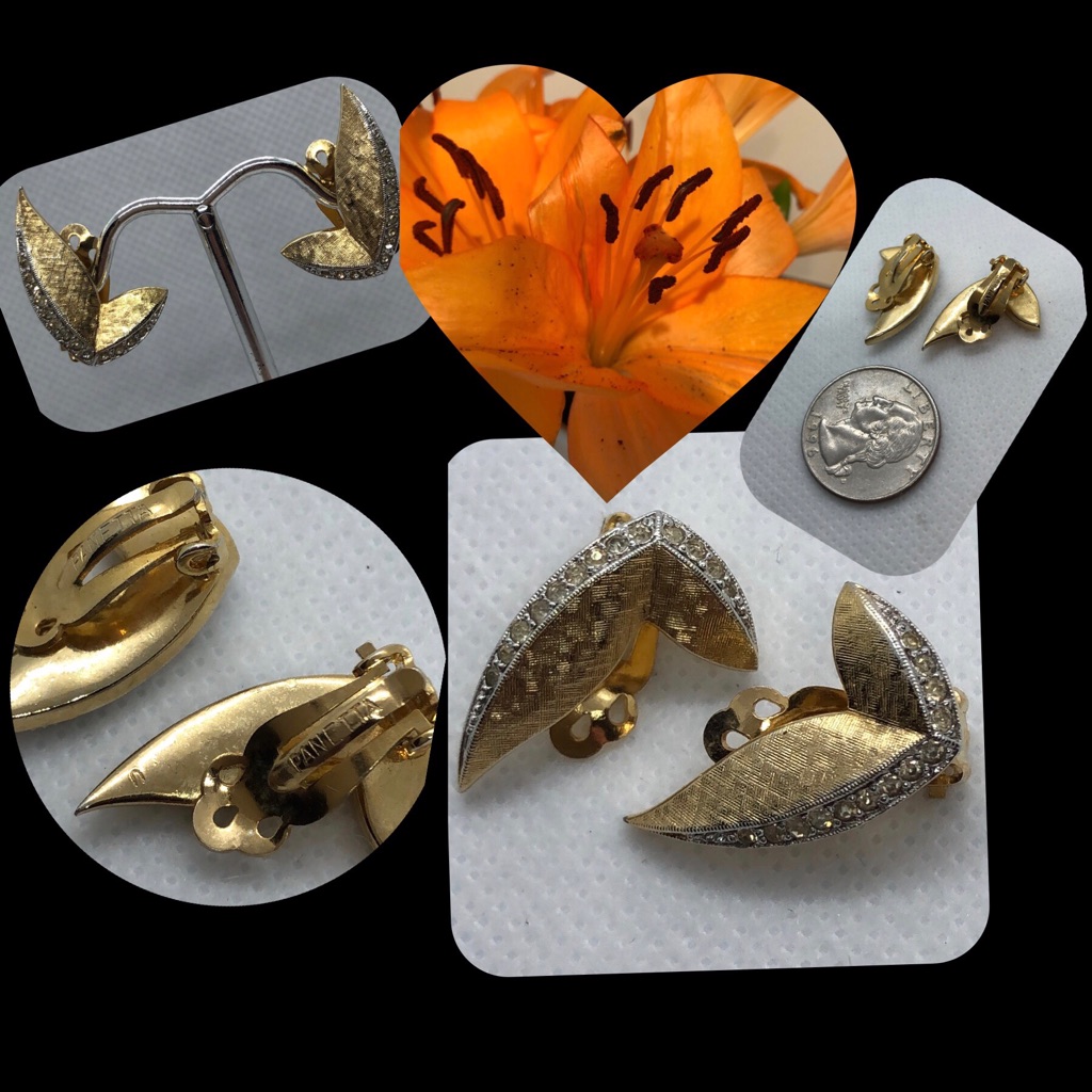 Vtg Panetta Signed Clip On Earrings